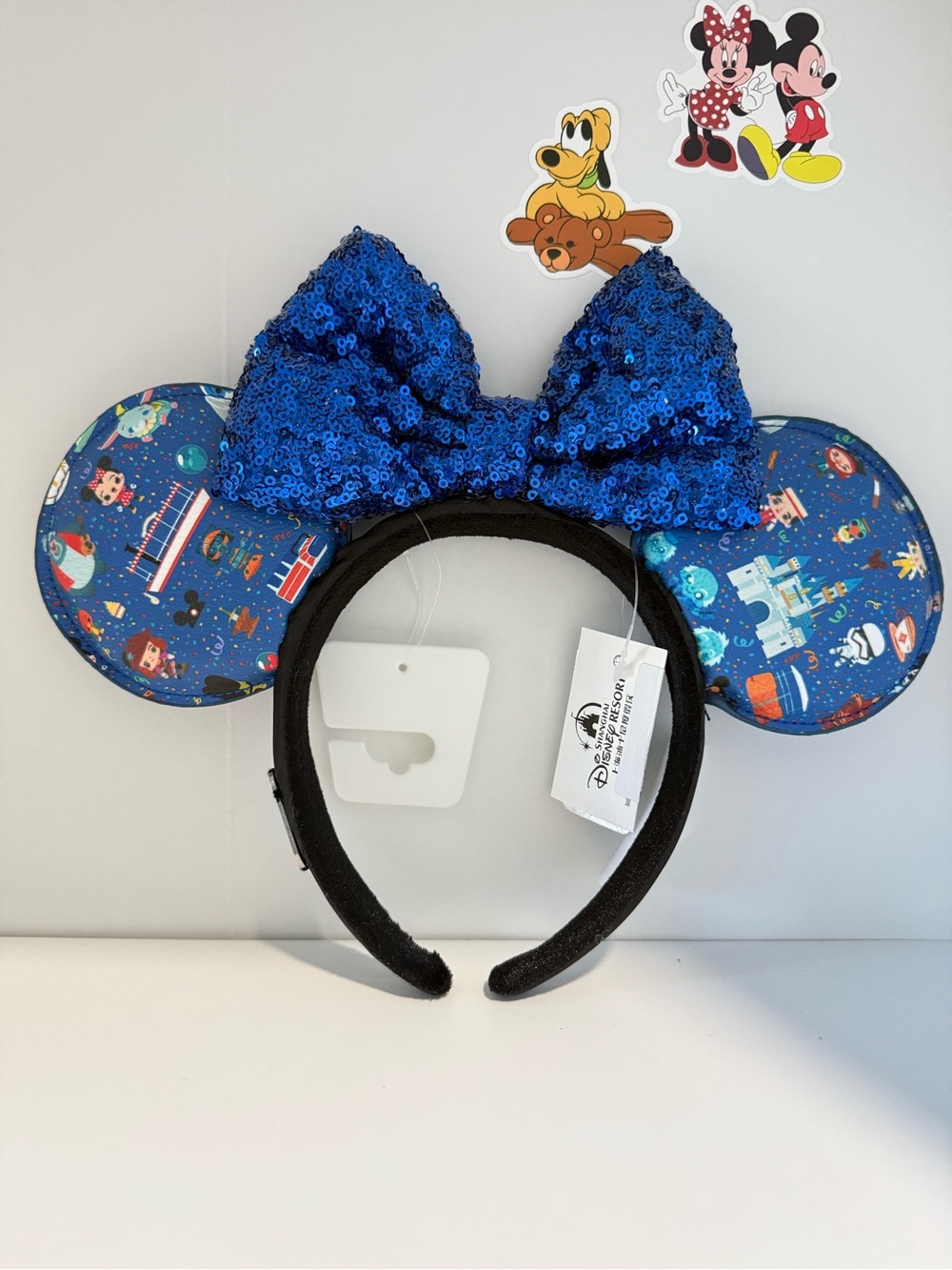 Disney Loungefly Blue Sequin Bow Space Park Minnie Ears Headband